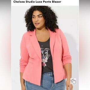 Torrid Luxe Ponte Pink Blazer & Satin Button Down